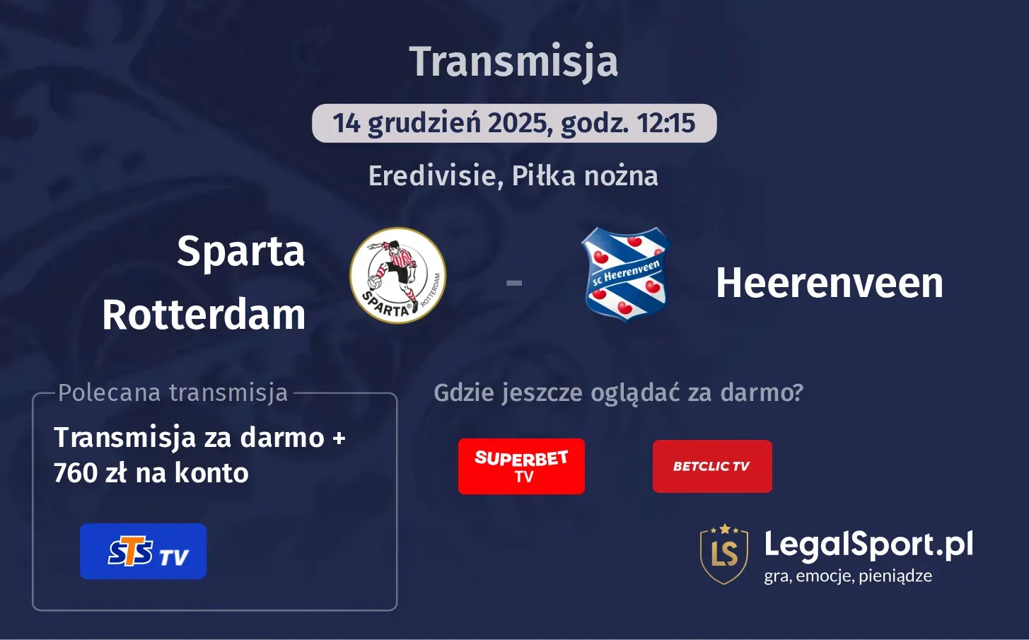 Sparta Rotterdam - Heerenveen Transmisje