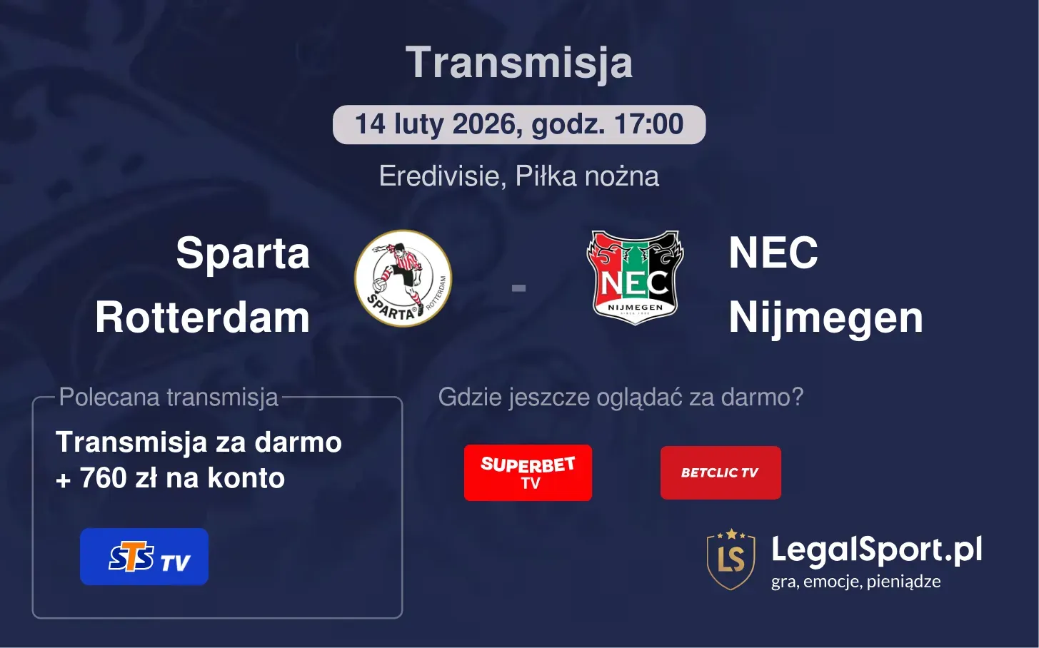 Sparta Rotterdam - NEC Nijmegen Transmisje