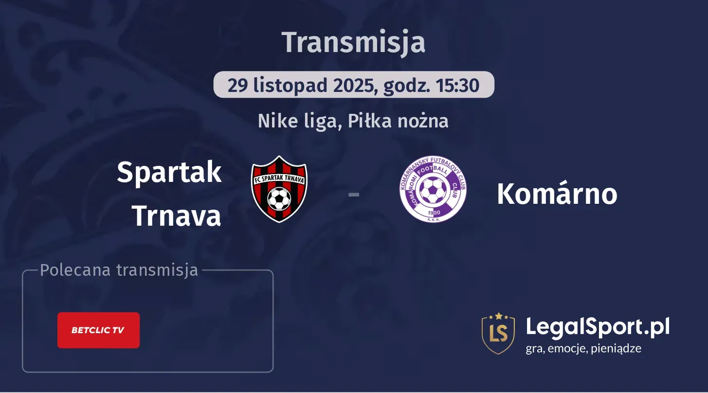 Spartak Trnava - Komárno Transmisje