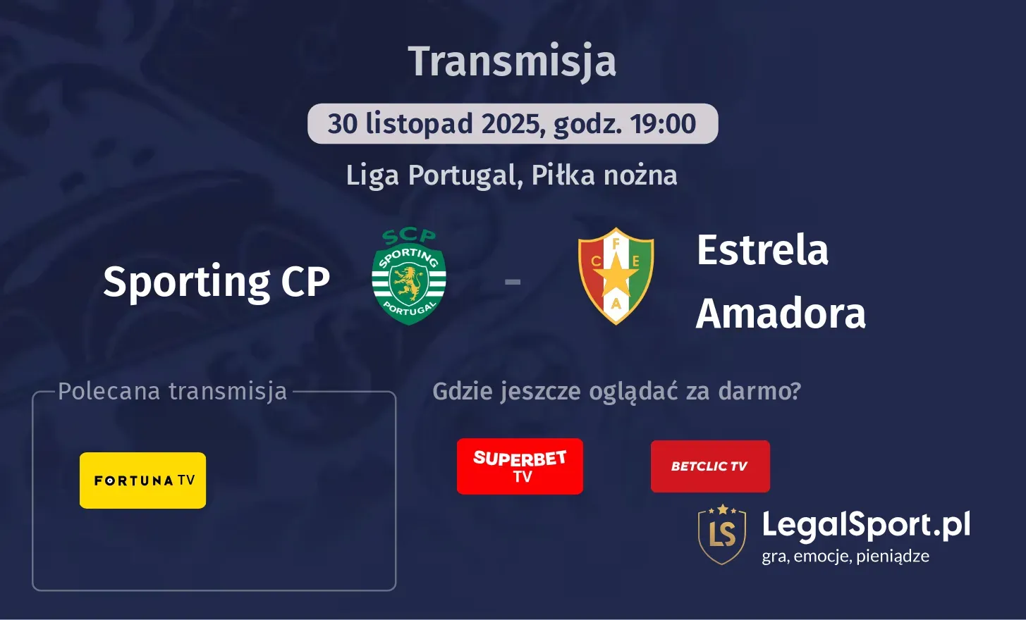 Sporting CP - Estrela Amadora Transmisje