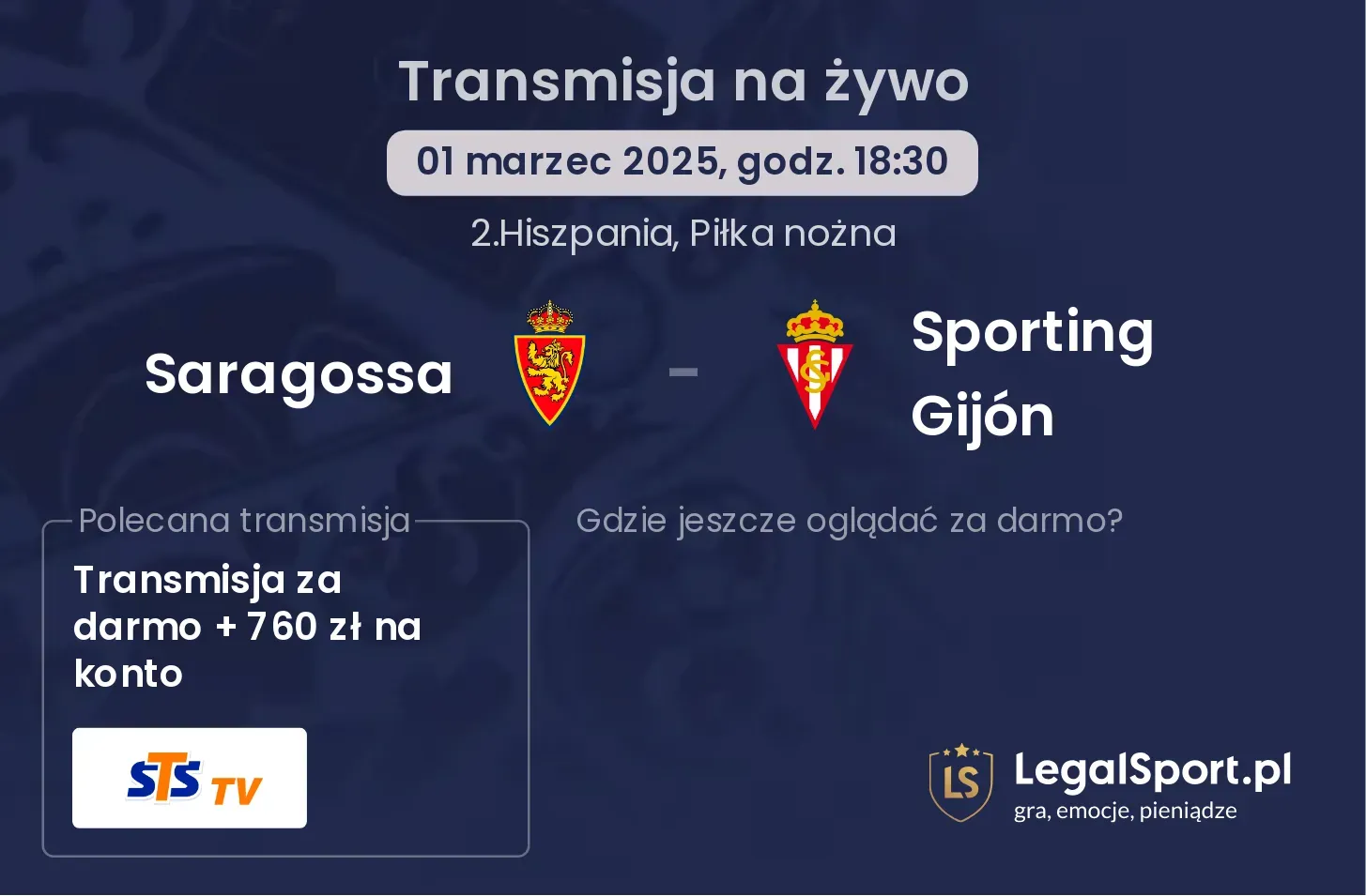 Saragossa - Sporting Gijón gdzie oglądać transmisję?