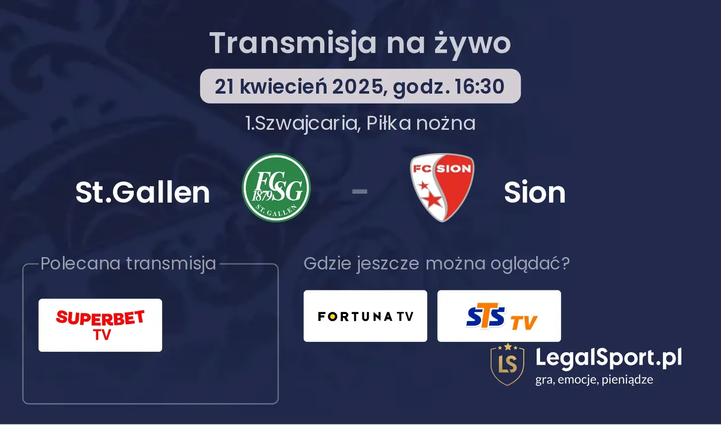 St.Gallen - Sion gdzie oglądać?