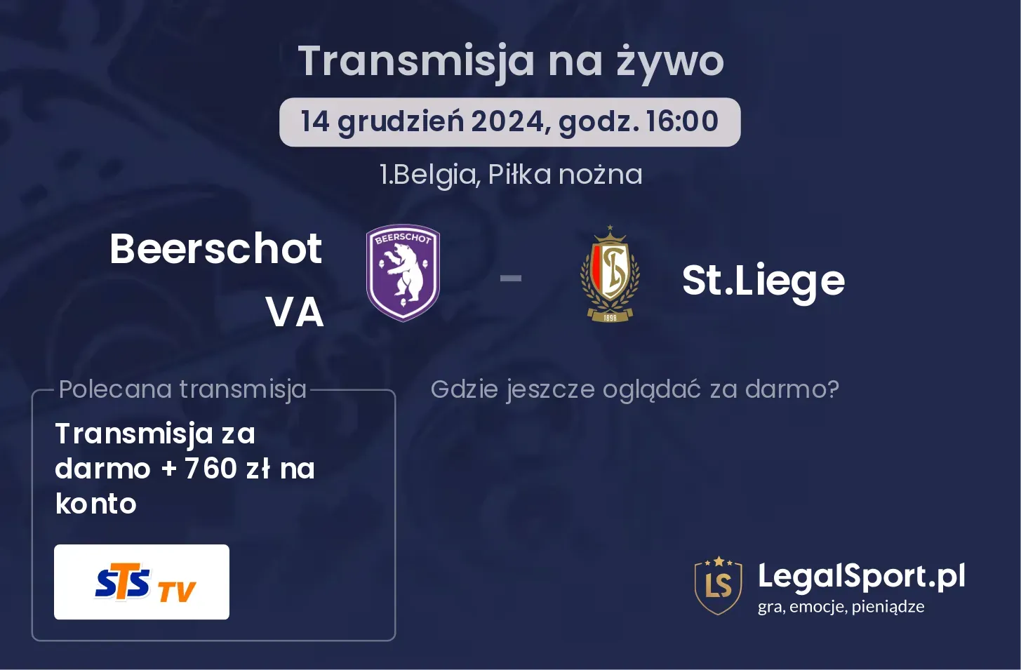 Beerschot VA - St.Liege gdzie oglądać transmisję?