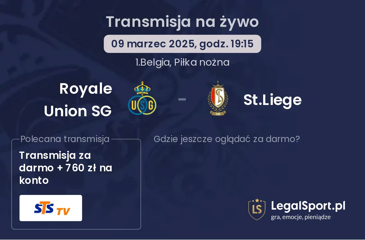 Royale Union SG - St.Liege gdzie oglądać transmisję?