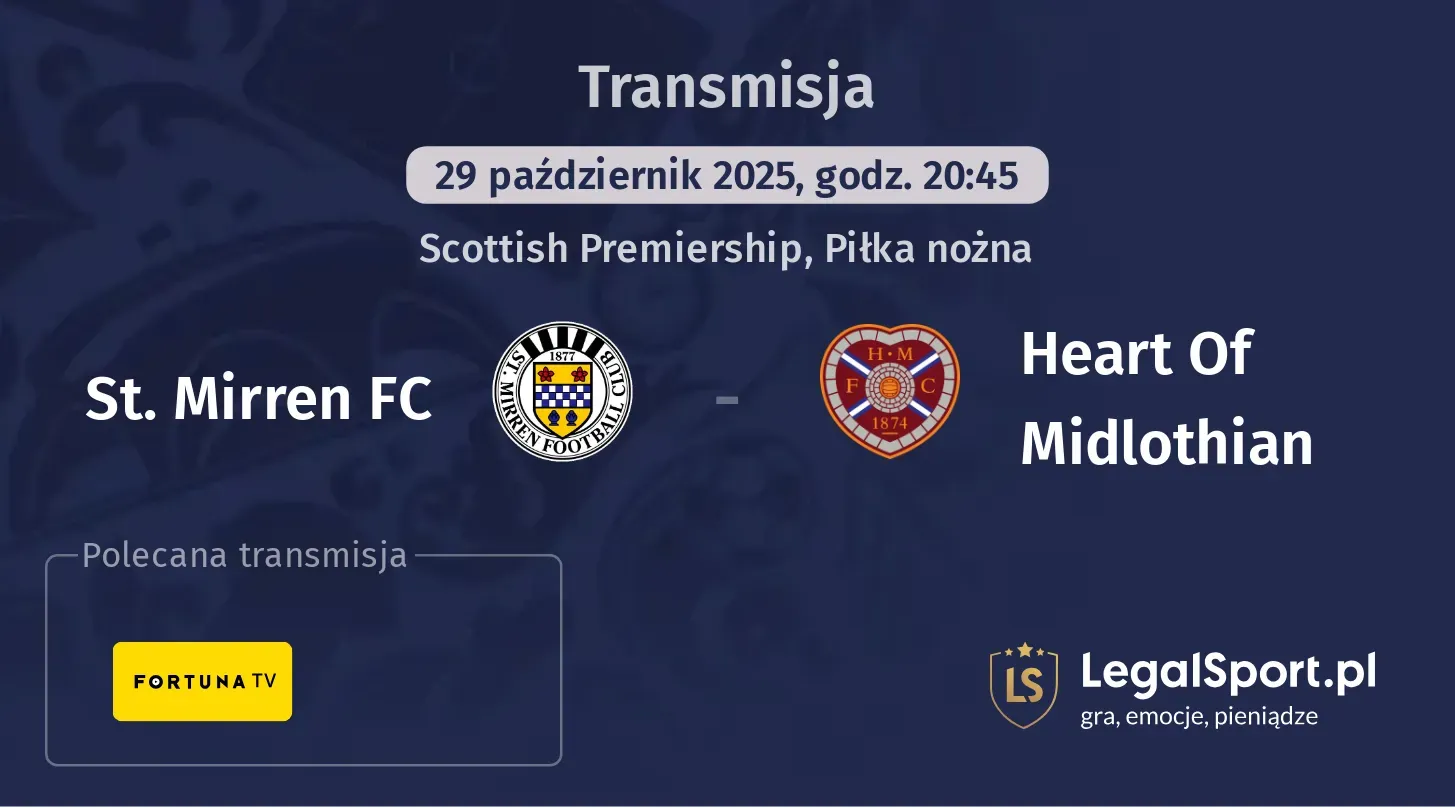 St. Mirren FC - Heart Of Midlothian Transmisje