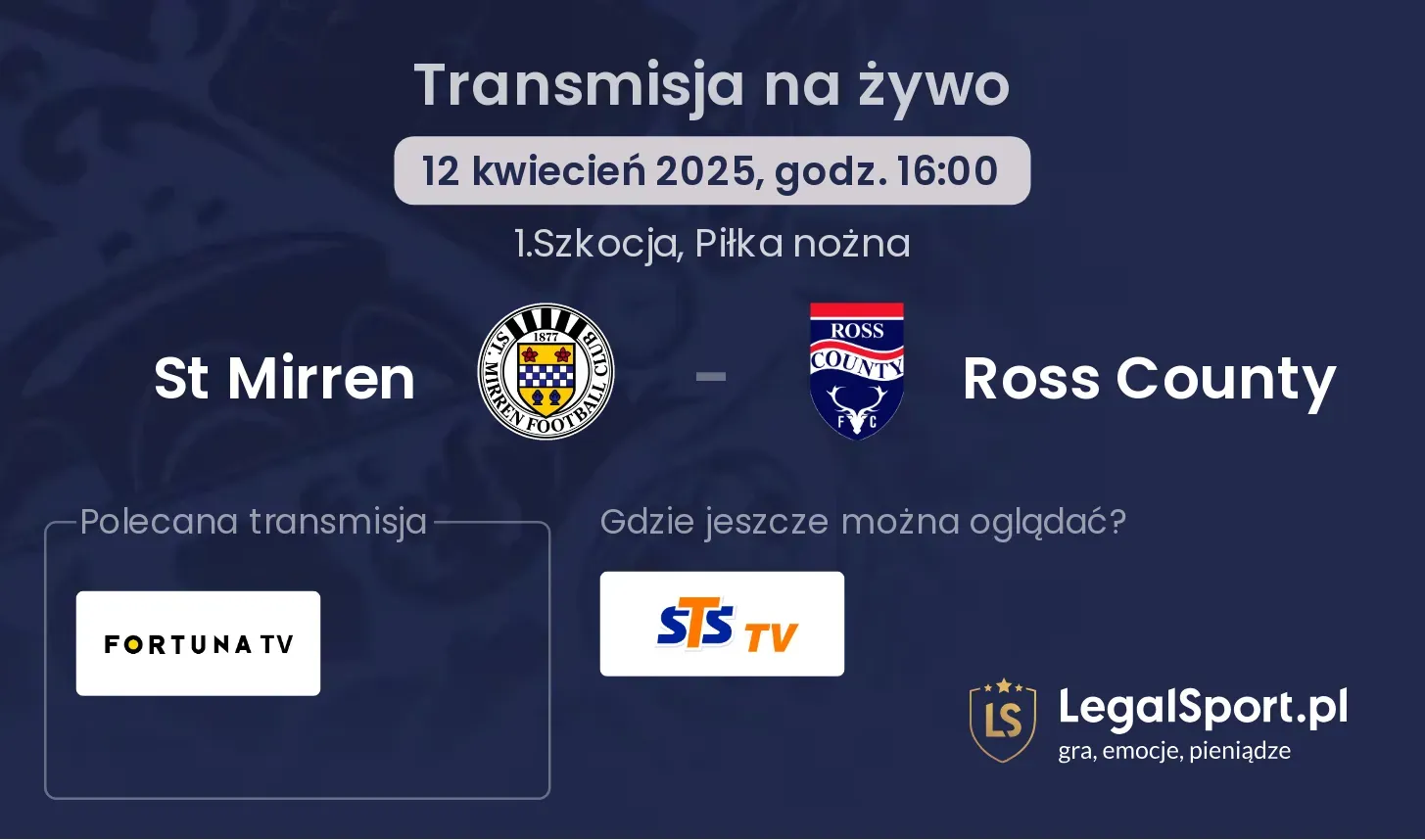 St Mirren - Ross County gdzie oglądać?