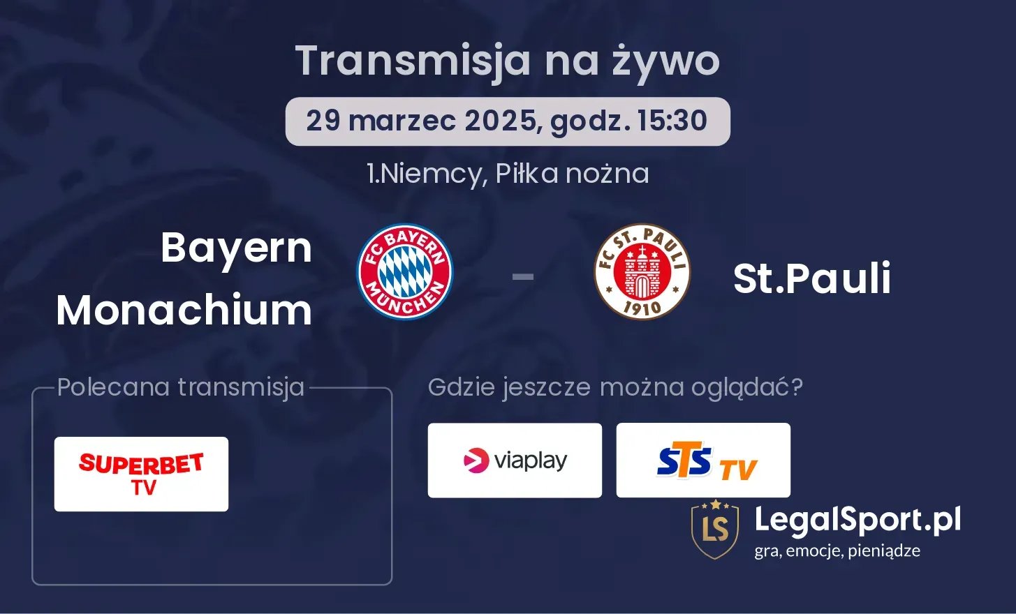 Bayern Monachium - St.Pauli gdzie oglądać?