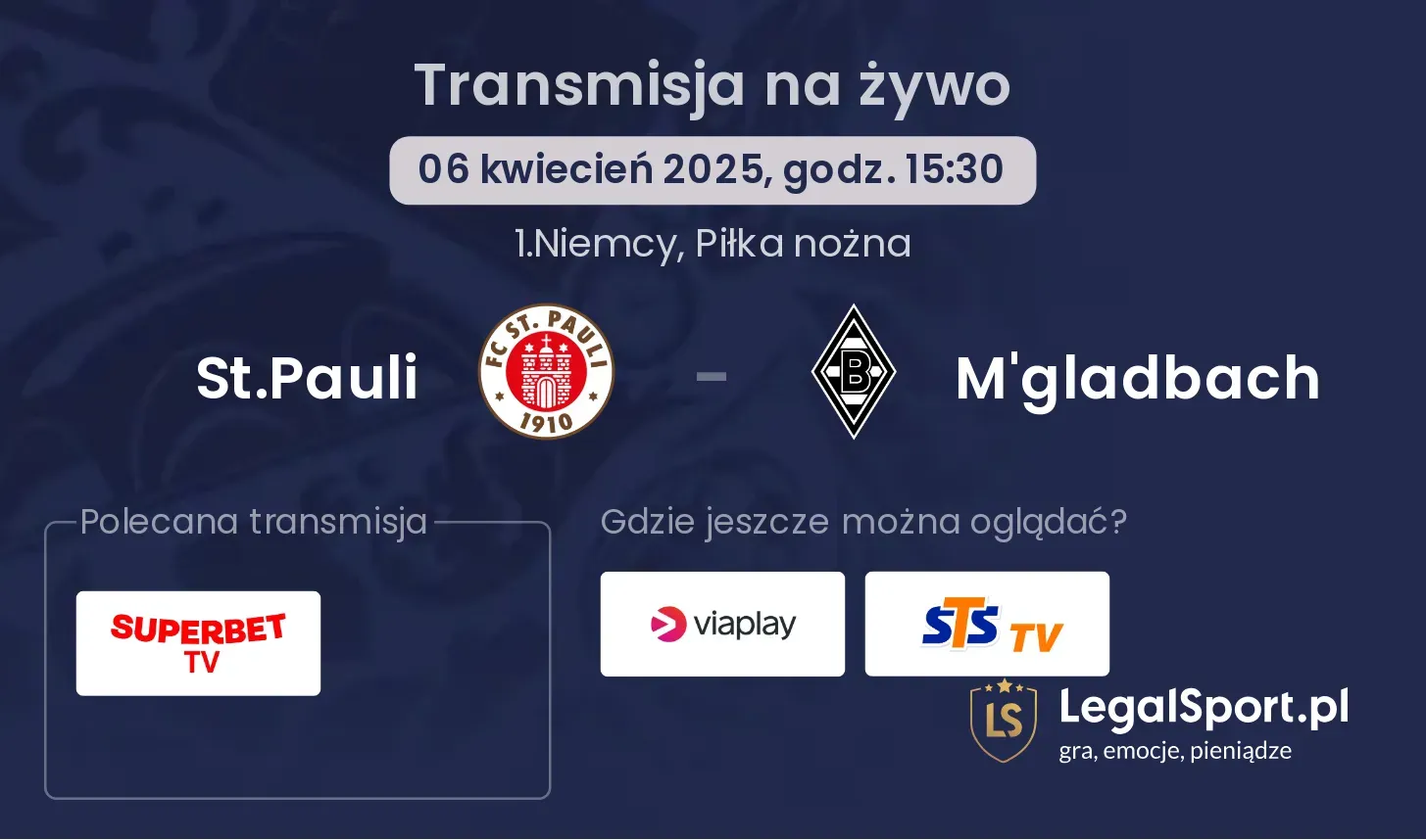 St.Pauli - M'gladbach gdzie oglądać?