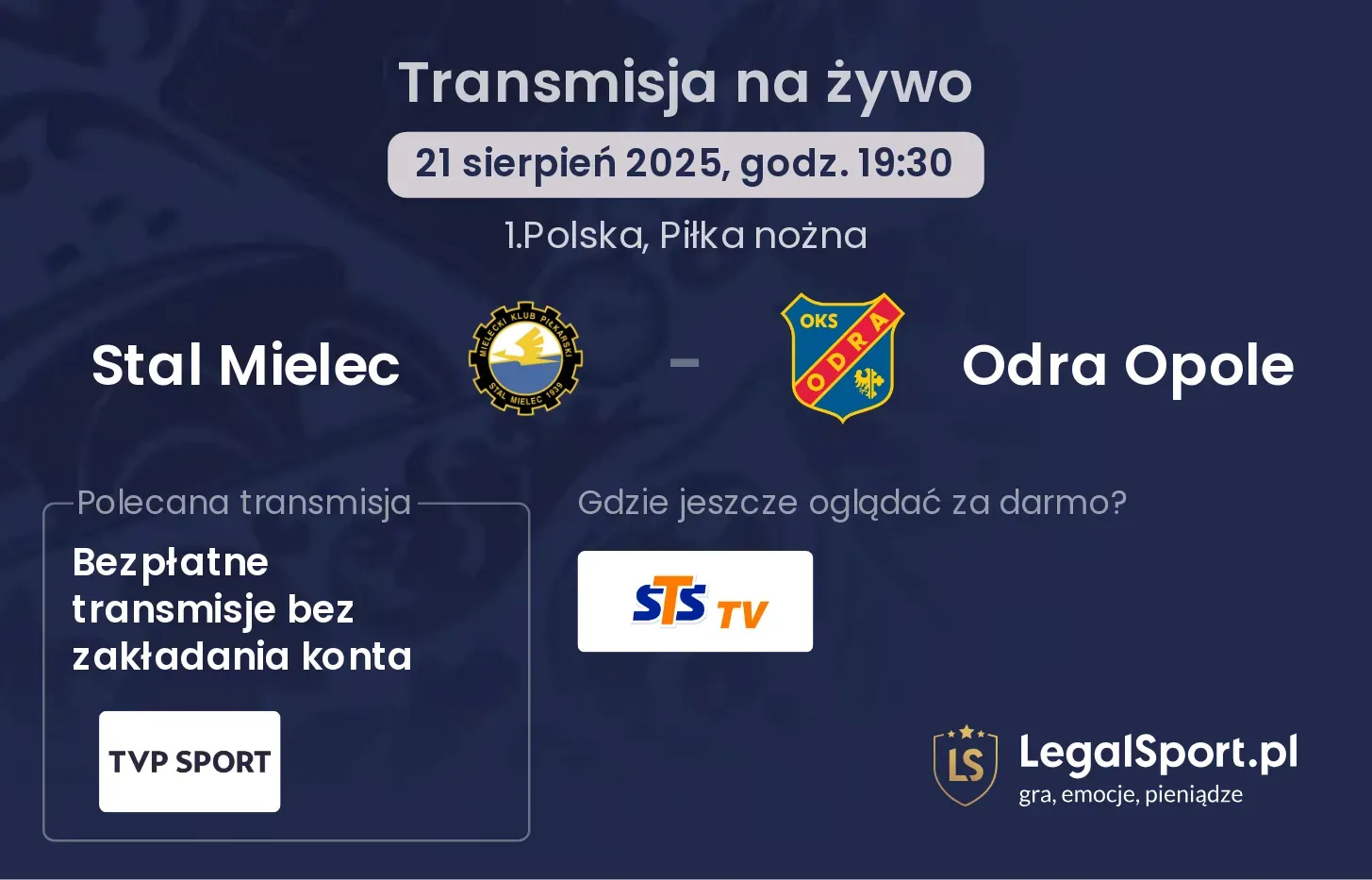Stal Mielec - Odra Opole transmisja na żywo