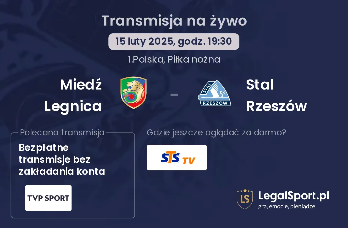 Miedź Legnica - Stal Rzeszów gdzie oglądać?