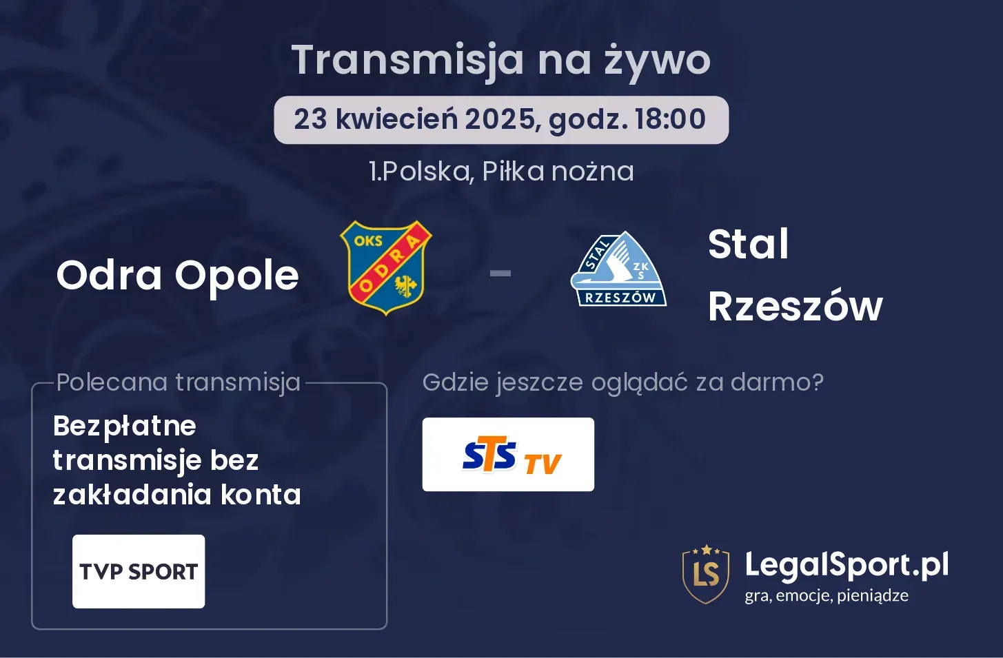 Odra Opole - Stal Rzeszów gdzie oglądać?