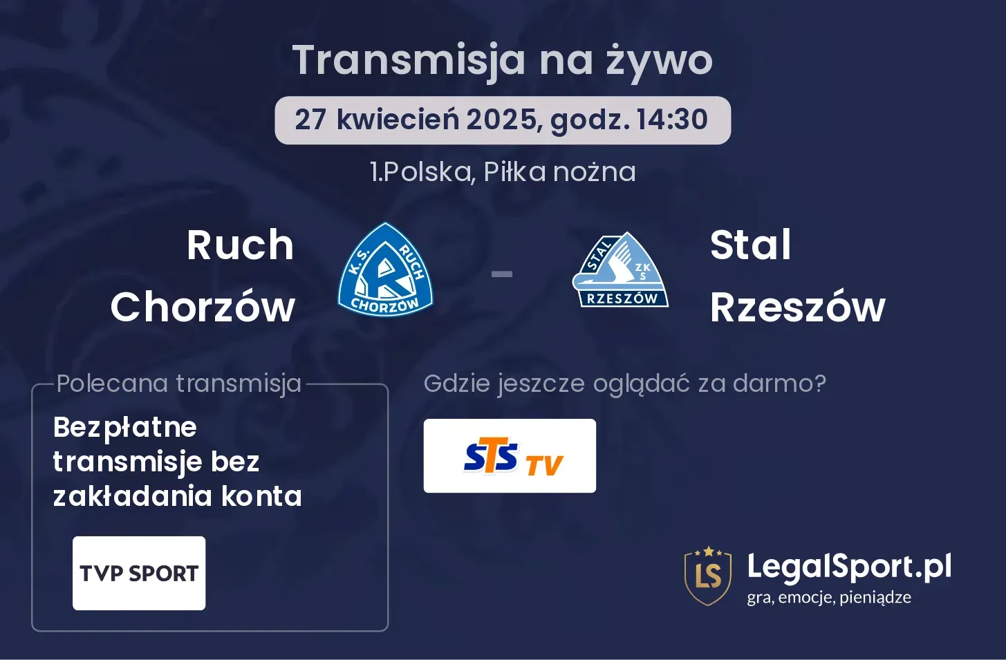 Ruch Chorzów - Stal Rzeszów gdzie oglądać?