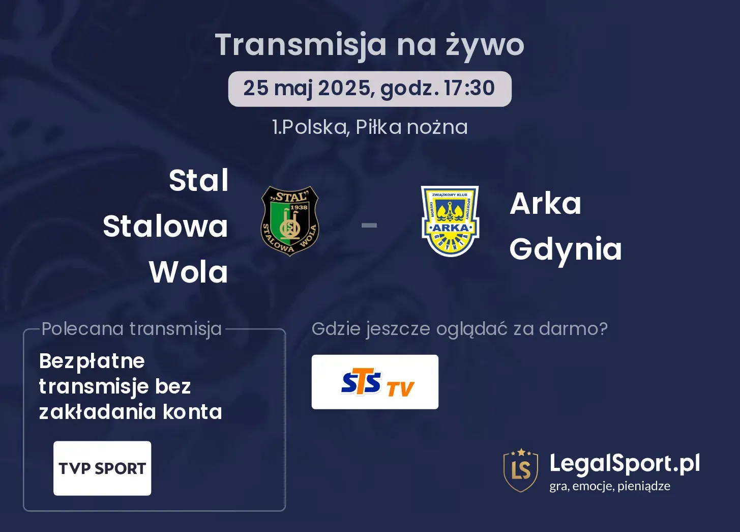 Stal Stalowa Wola - Arka Gdynia transmisja na żywo