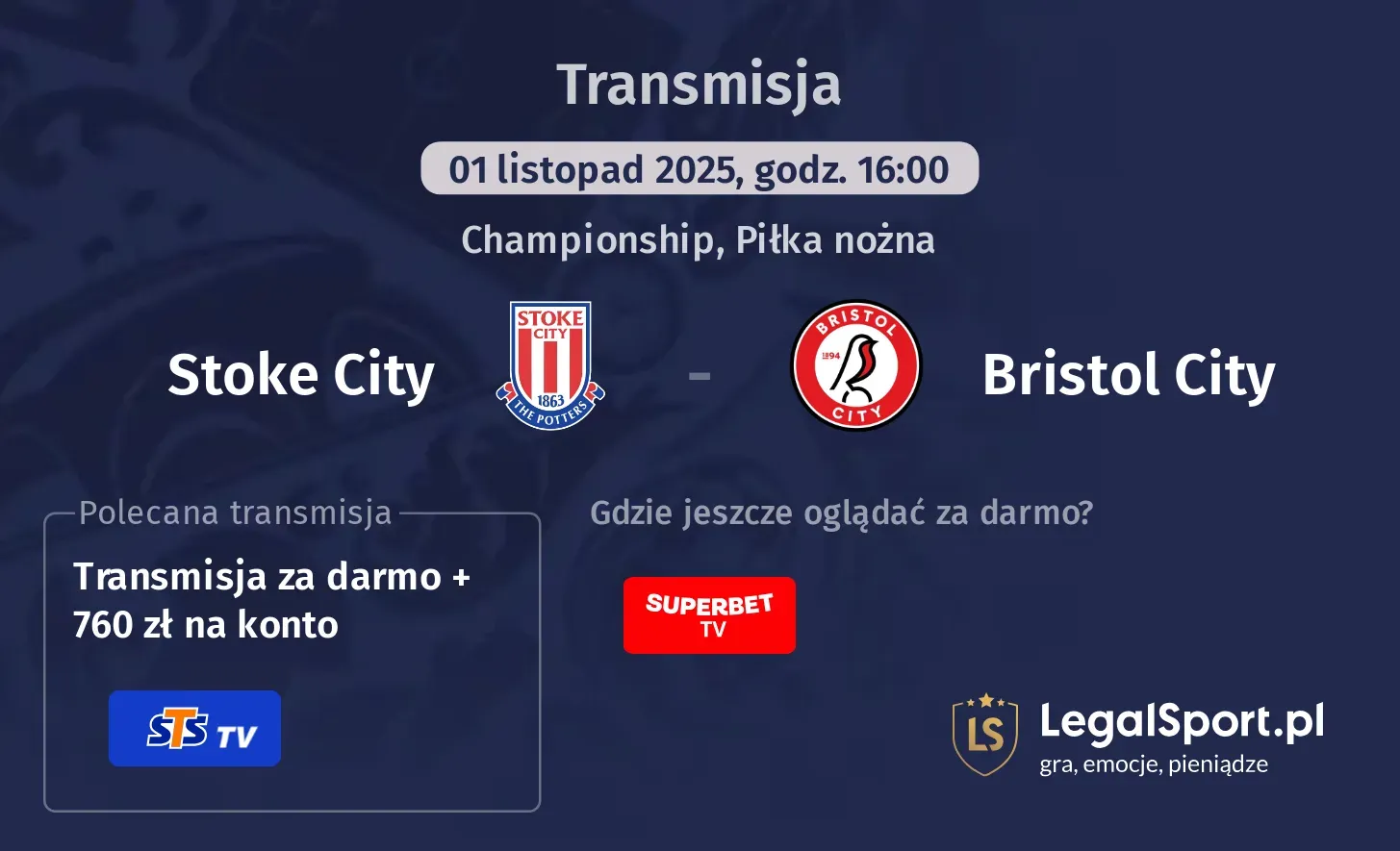 Stoke City - Bristol City Transmisje