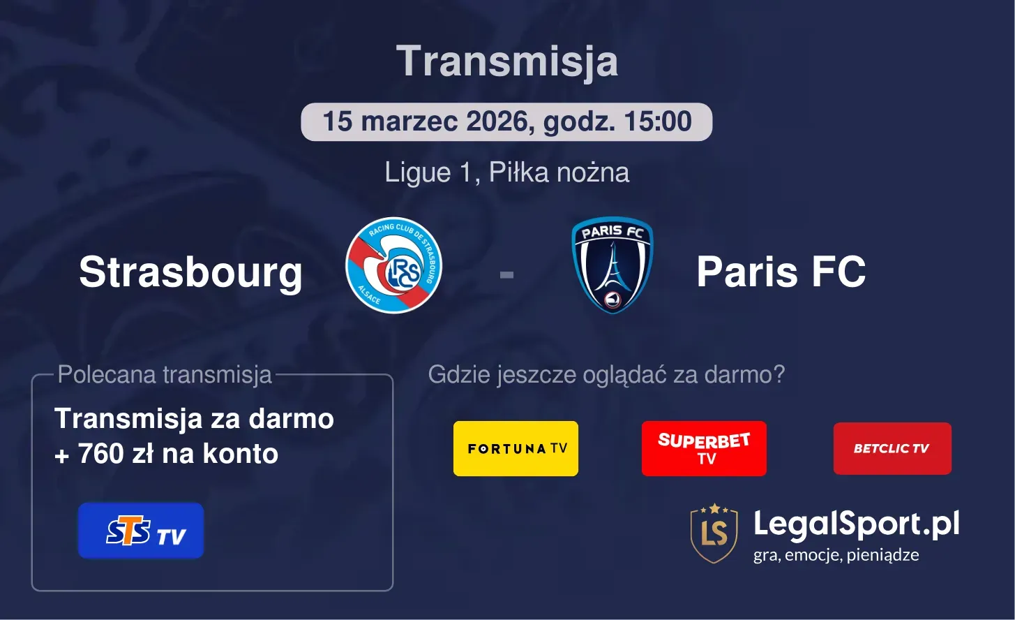 Strasbourg - Paris FC Transmisje