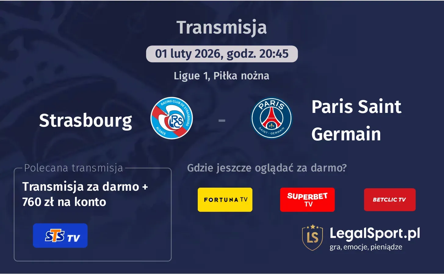 Strasbourg - Paris Saint Germain Transmisje
