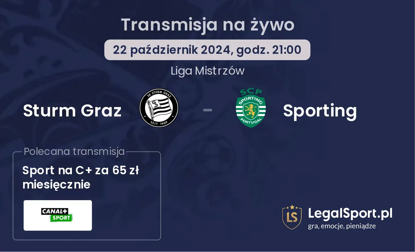 Sturm Graz - Sporting gdzie oglądać? 22.10, godz. 21:00