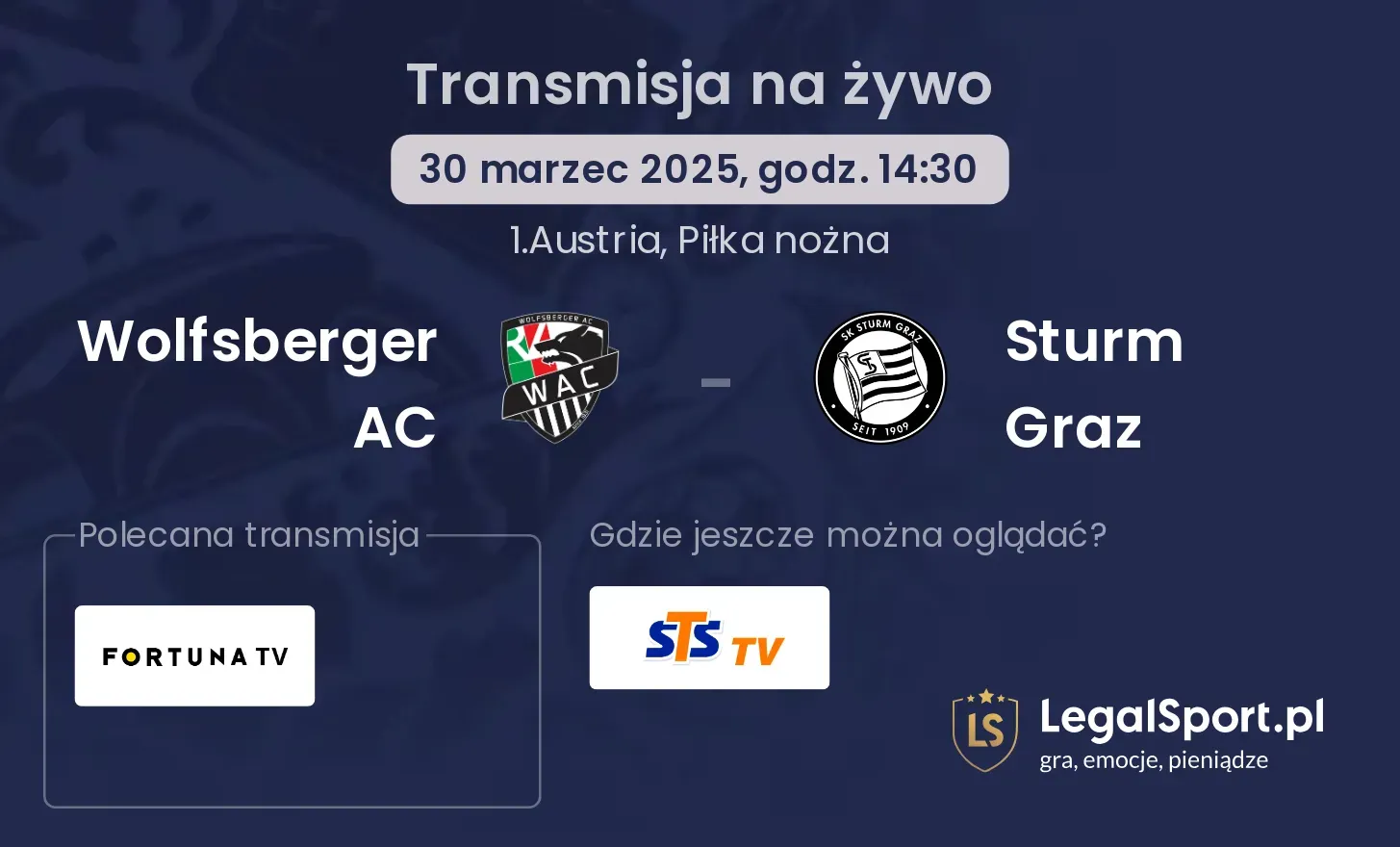 Wolfsberger AC - Sturm Graz gdzie oglądać?