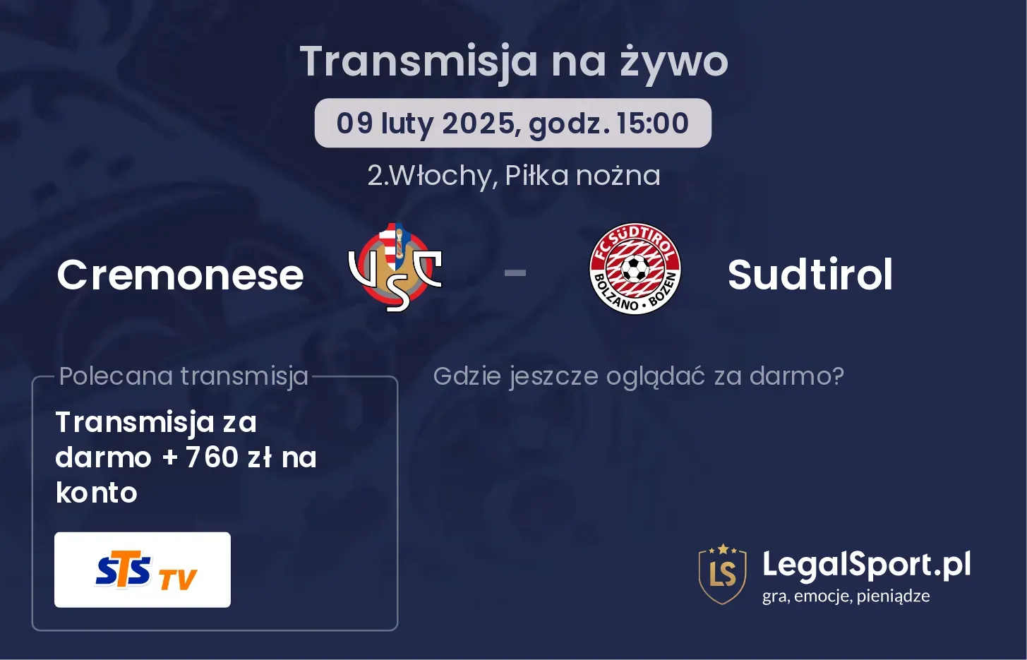 Cremonese - Sudtirol gdzie oglądać?