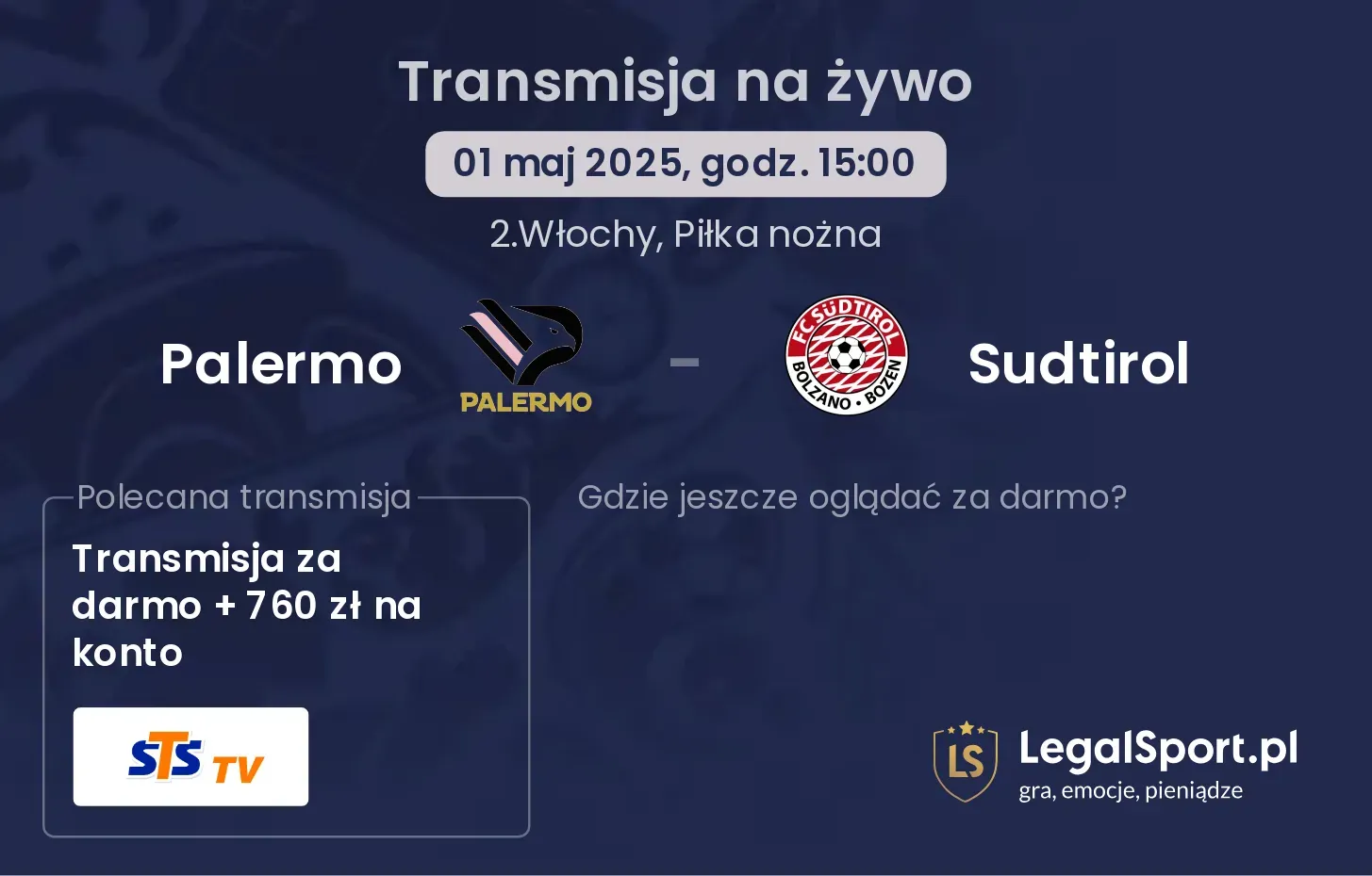 Palermo - Sudtirol gdzie oglądać?