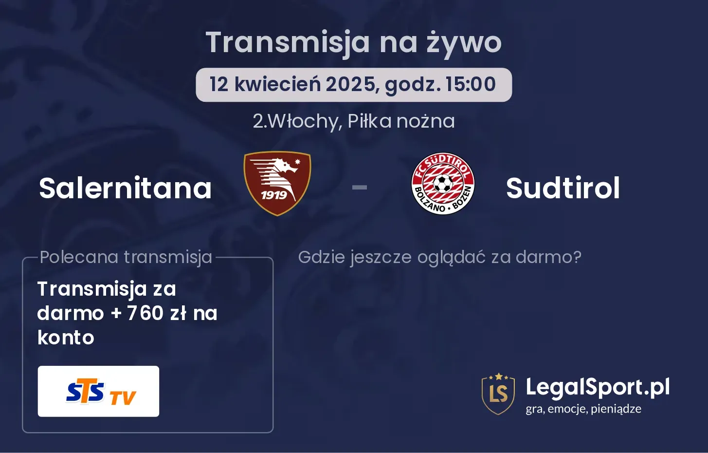 Salernitana - Sudtirol gdzie oglądać?