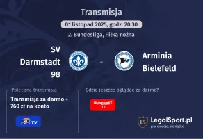 SV Darmstadt 98 - Arminia Bielefeld gdzie oglądać? (01.11)