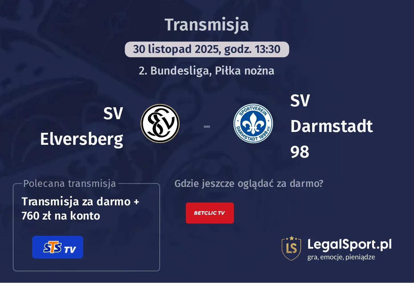 SV Elversberg - SV Darmstadt 98 Transmisje