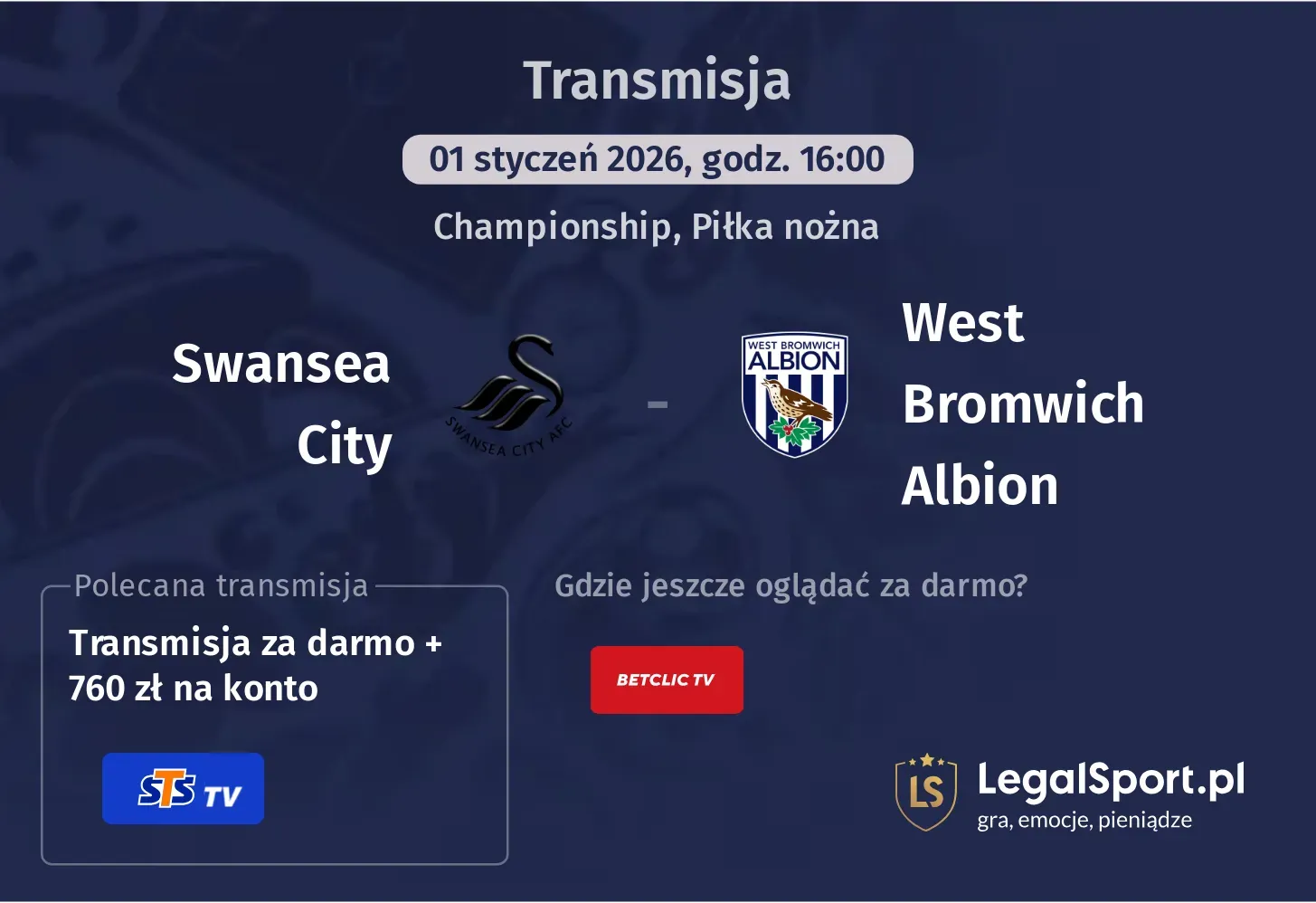Swansea City - West Bromwich Albion Transmisje