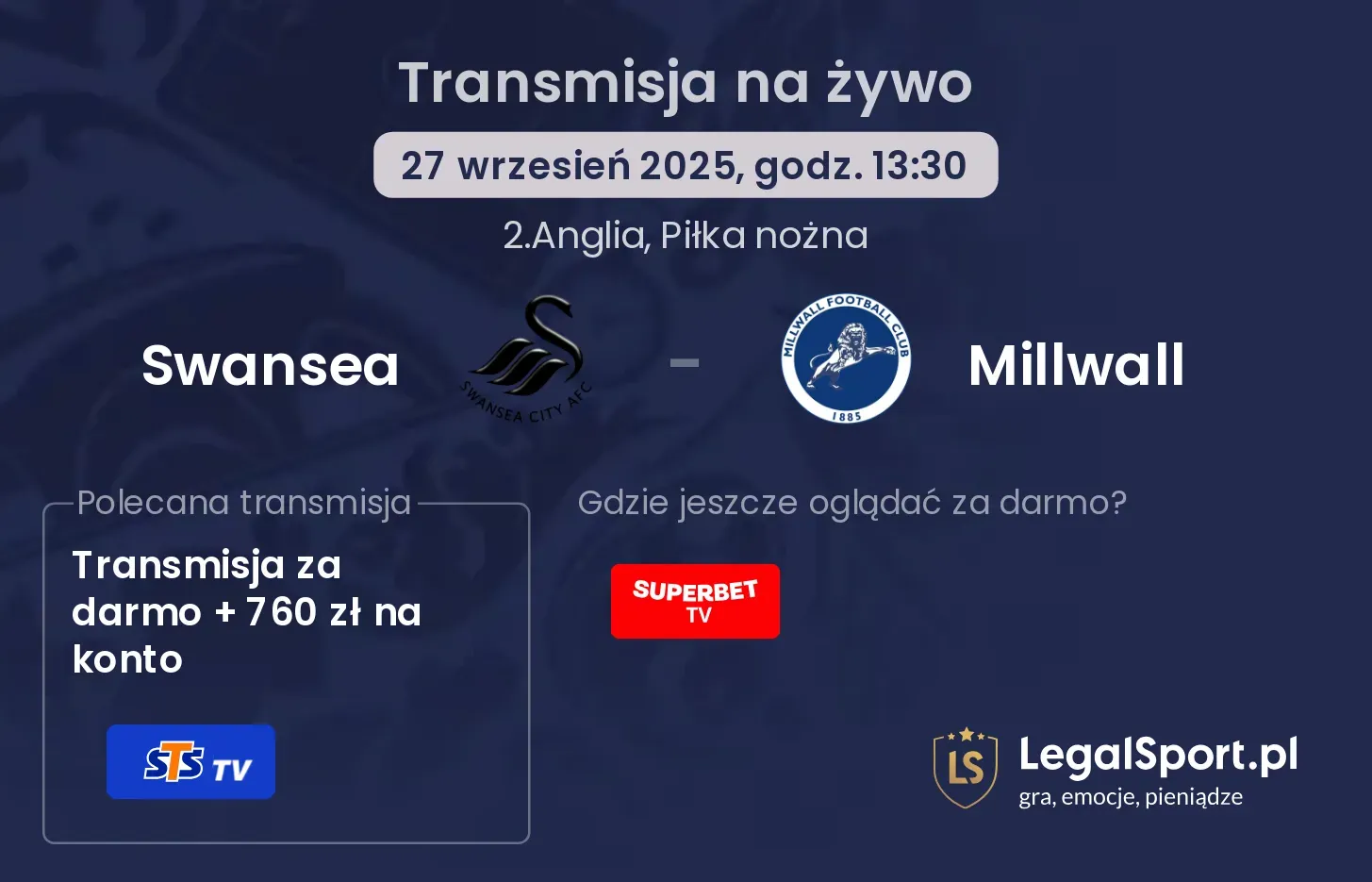Swansea - Millwall transmisja na żywo