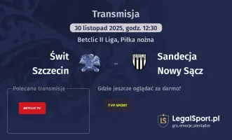 Świt Szczecin - Sandecja Nowy Sącz gdzie oglądać? (30.11)