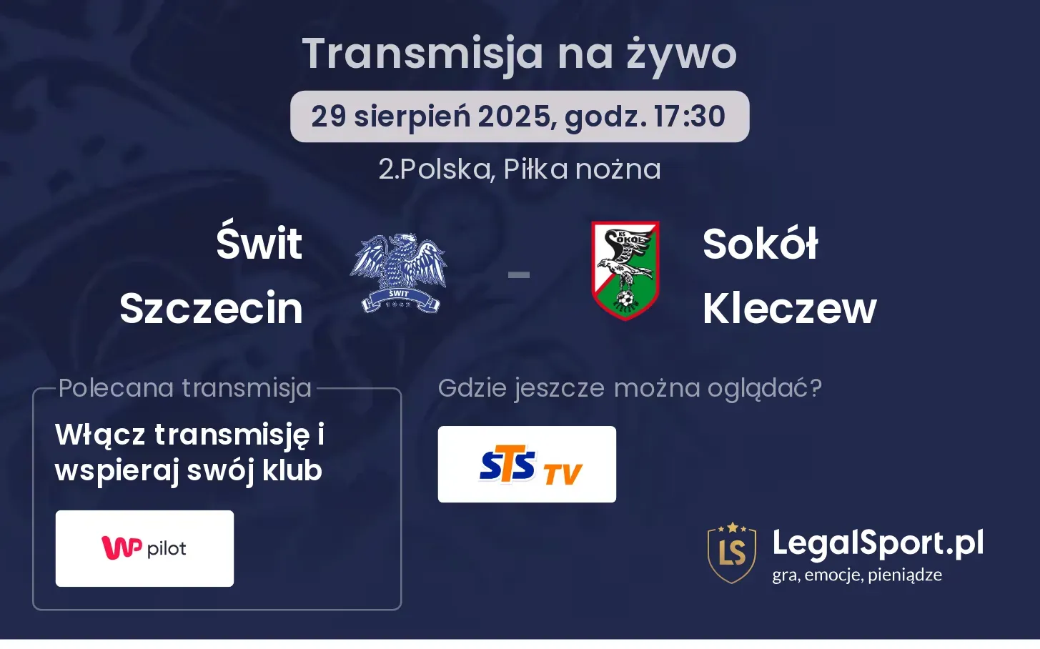 Świt Szczecin - Sokół Kleczew transmisja na żywo