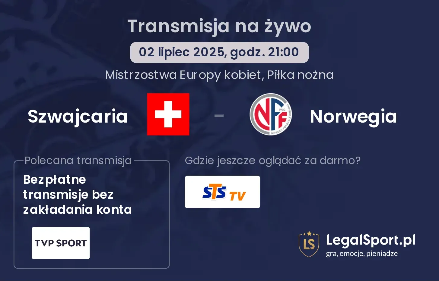 Szwajcaria - Norwegia gdzie oglądać?