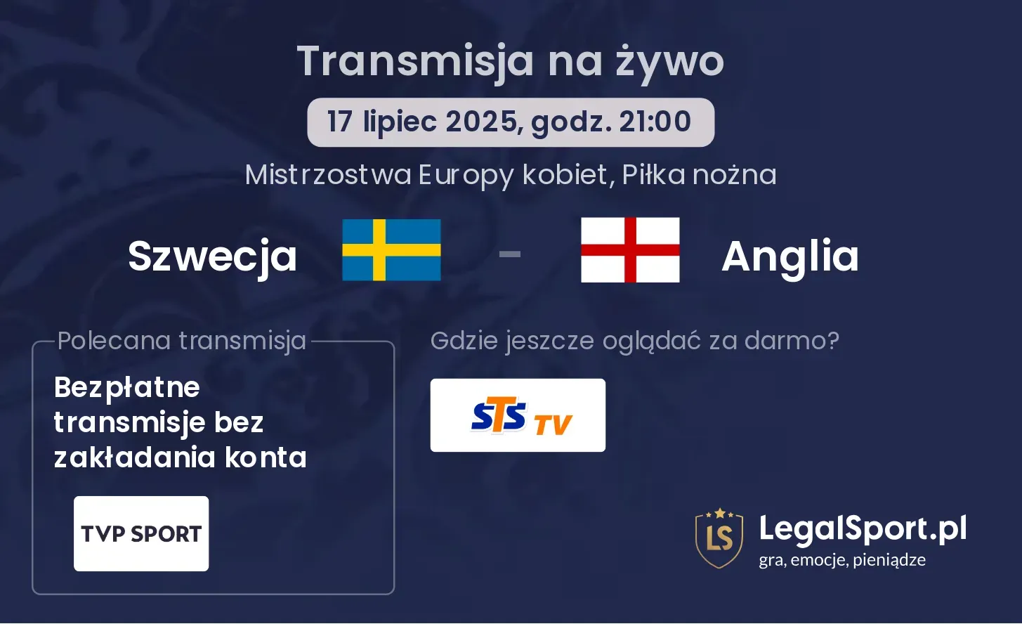 Szwecja - Anglia transmisja na żywo