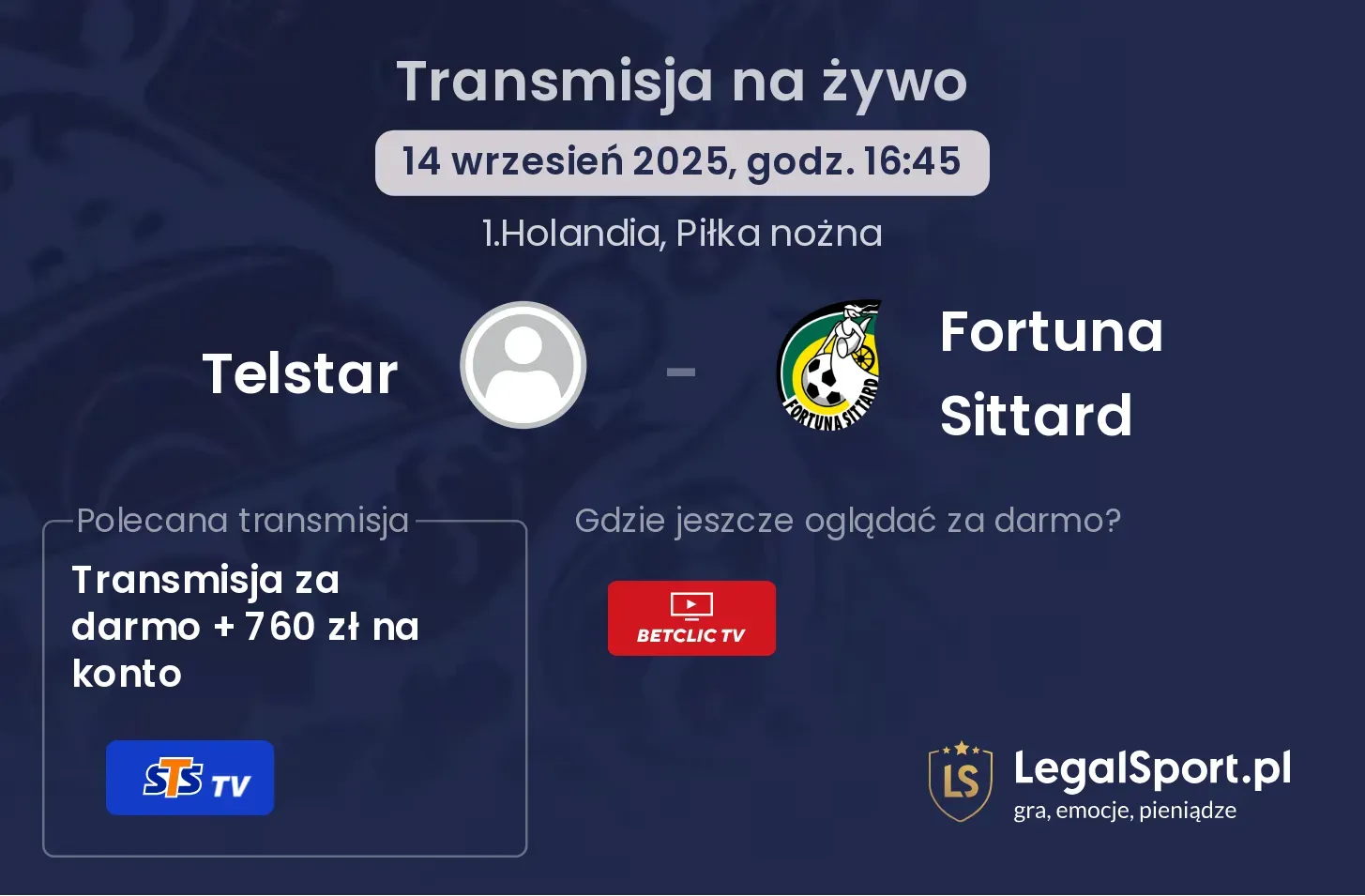 Telstar - Fortuna Sittard gdzie oglądać?