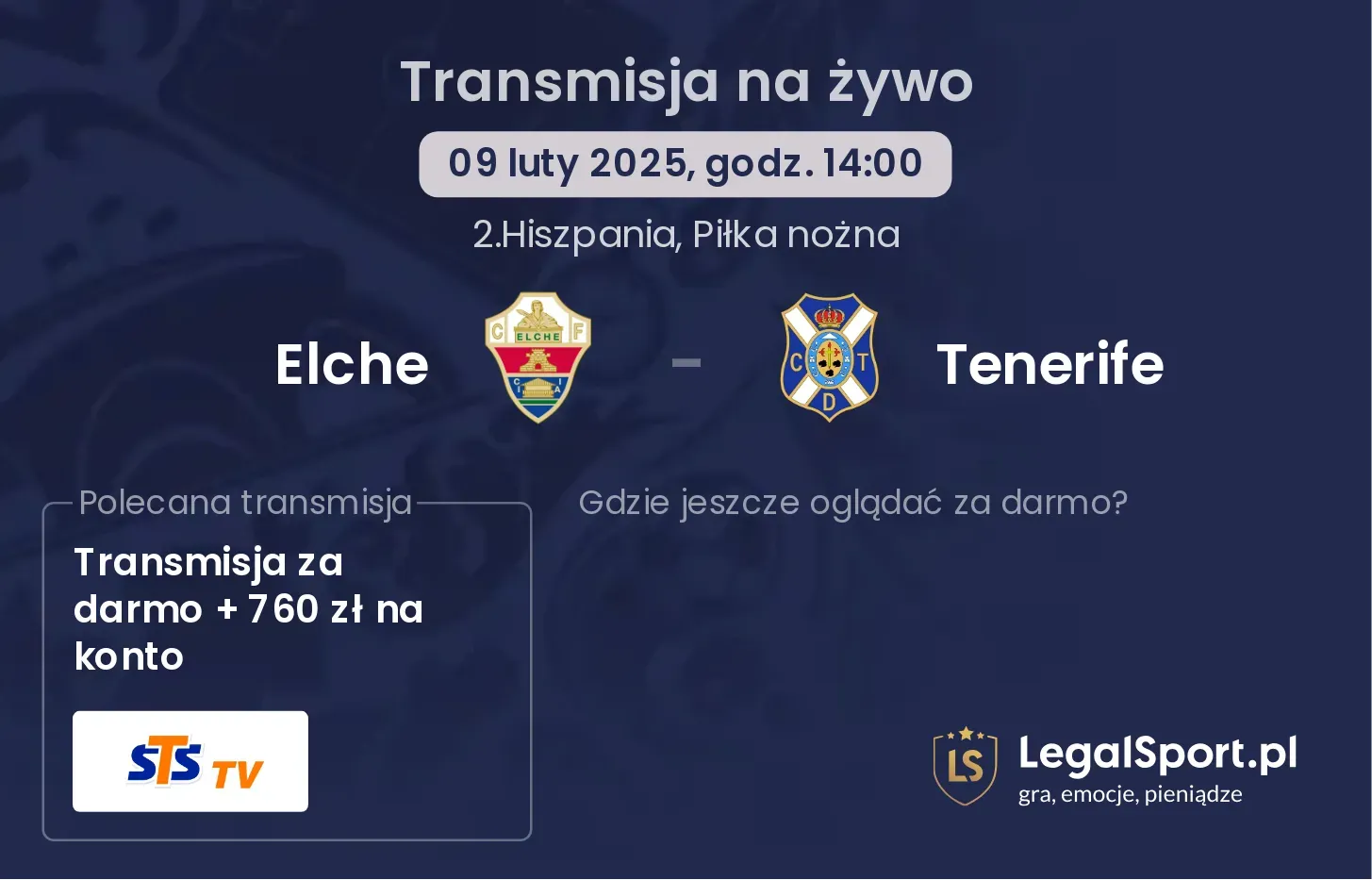 Elche - Tenerife gdzie oglądać?