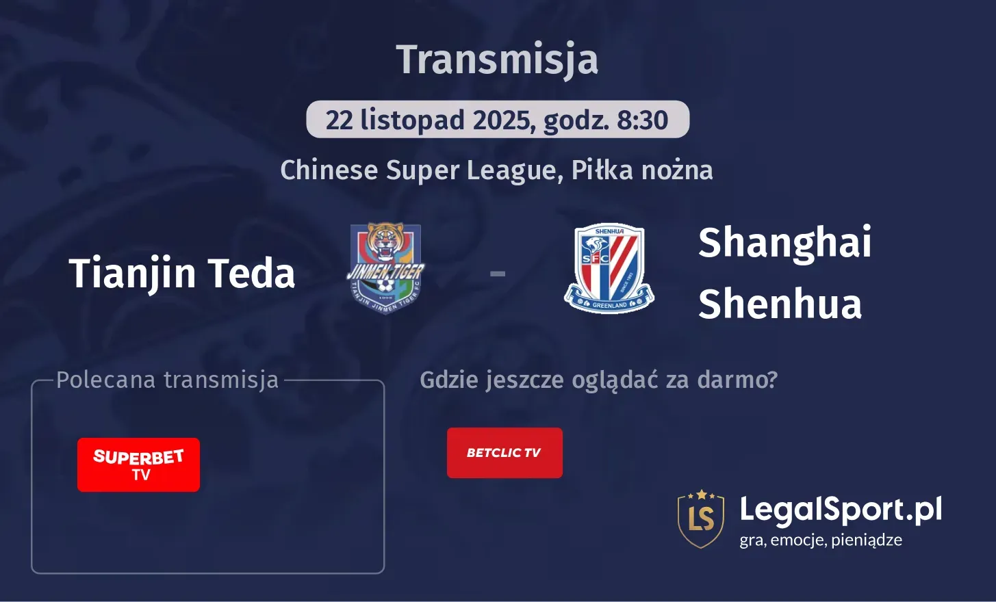 Tianjin Teda - Shanghai Shenhua Transmisje