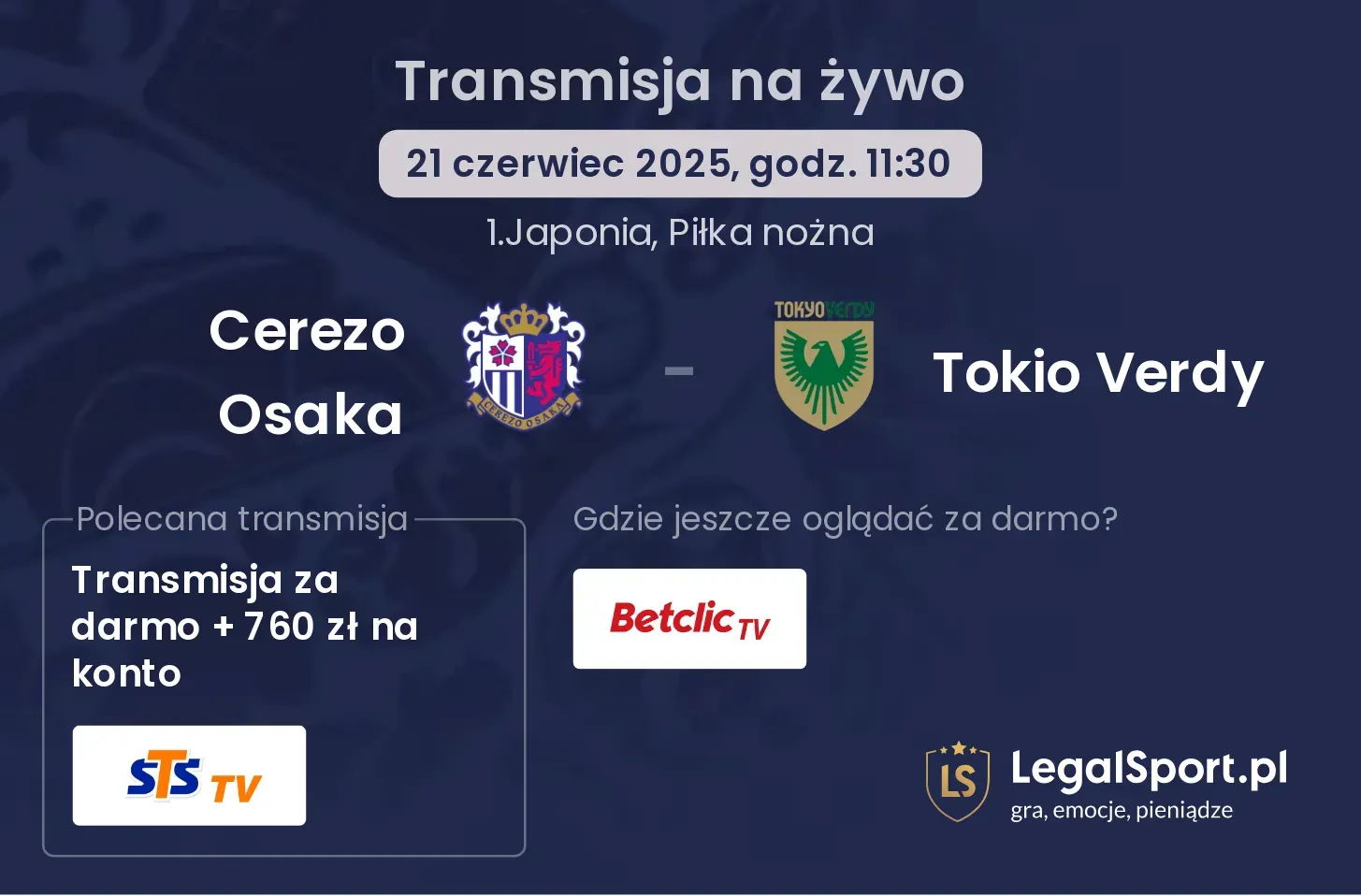 Cerezo Osaka - Tokio Verdy gdzie oglądać?