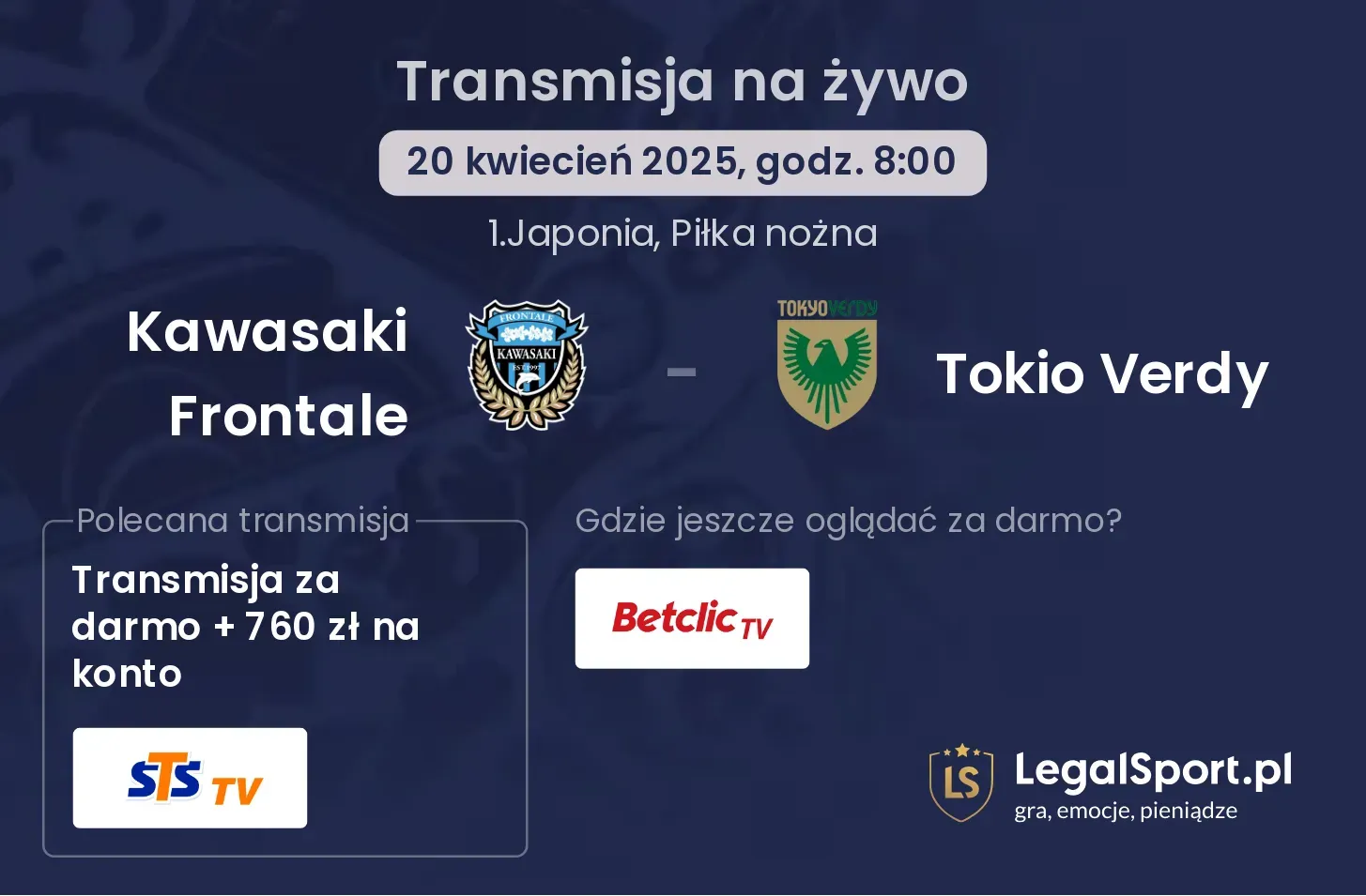 Kawasaki Frontale - Tokio Verdy gdzie oglądać?