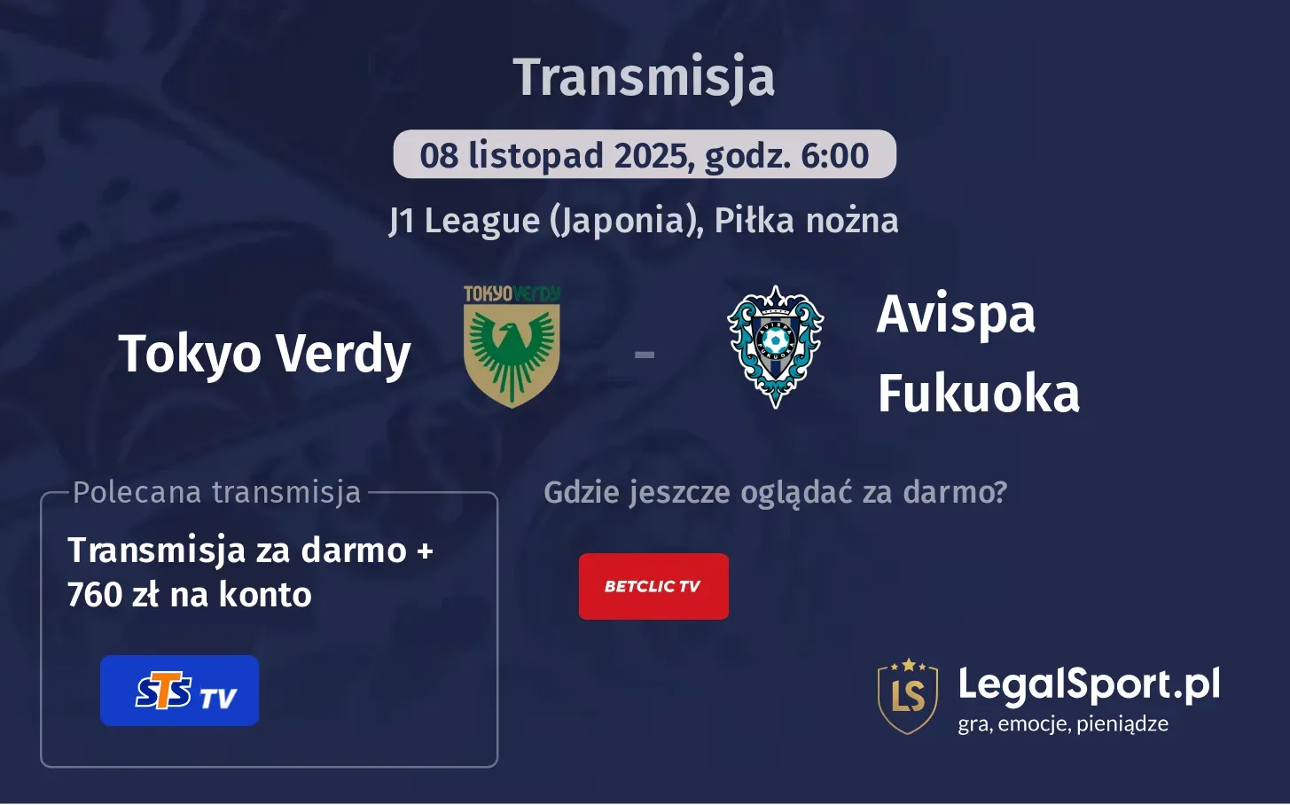 Tokyo Verdy - Avispa Fukuoka Transmisje