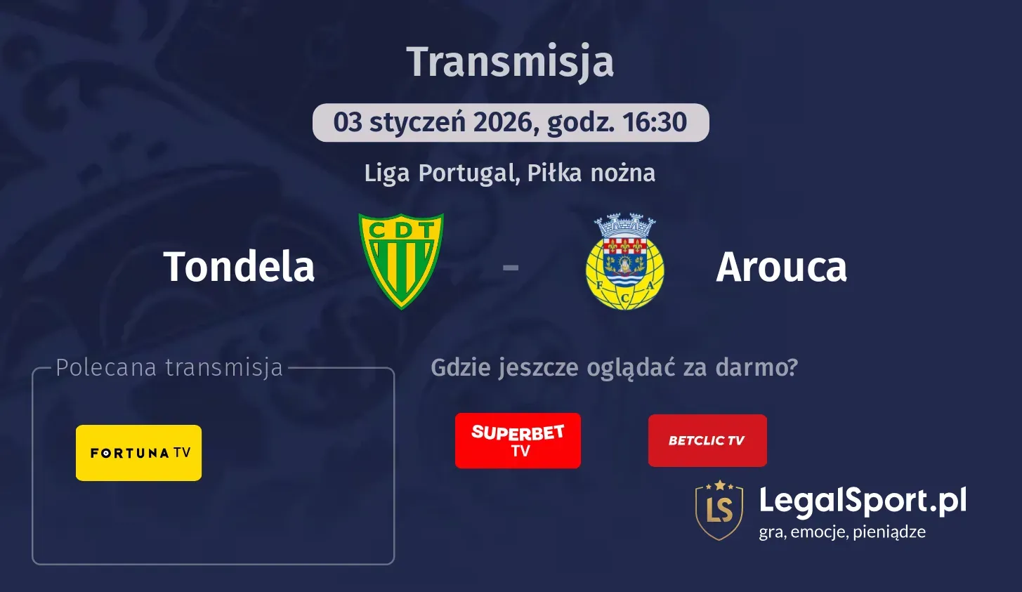 Tondela - Arouca Transmisje