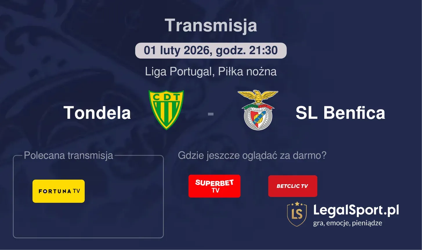 Tondela - SL Benfica Transmisje