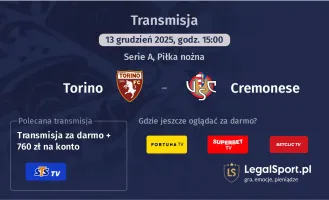 Torino - Cremonese gdzie oglądać? (13.12)