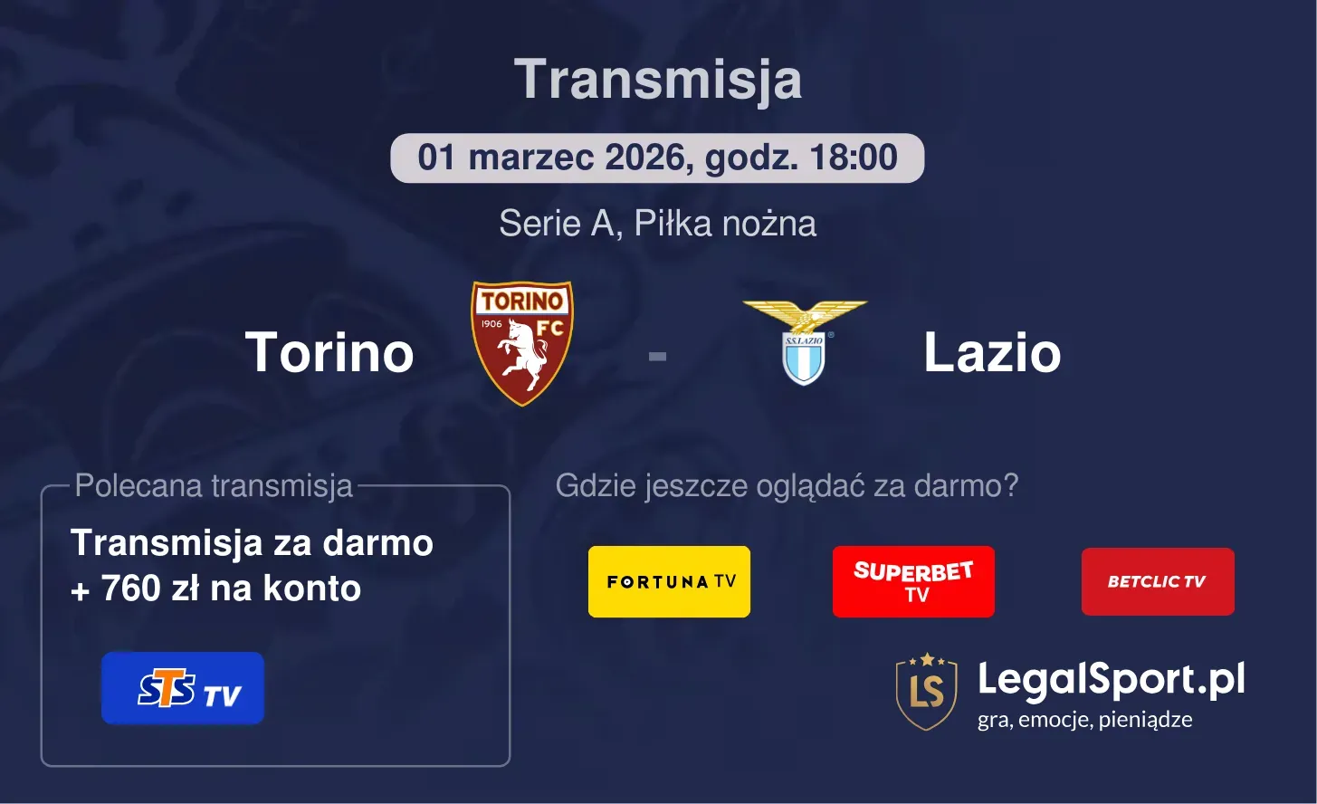 Torino - Lazio Transmisje