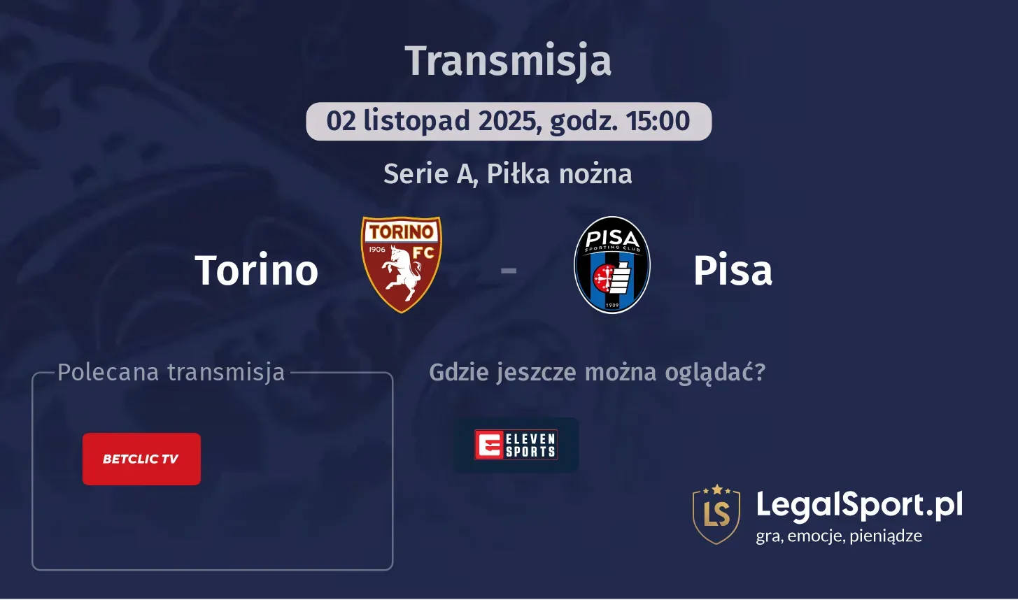 Torino - Pisa Transmisje