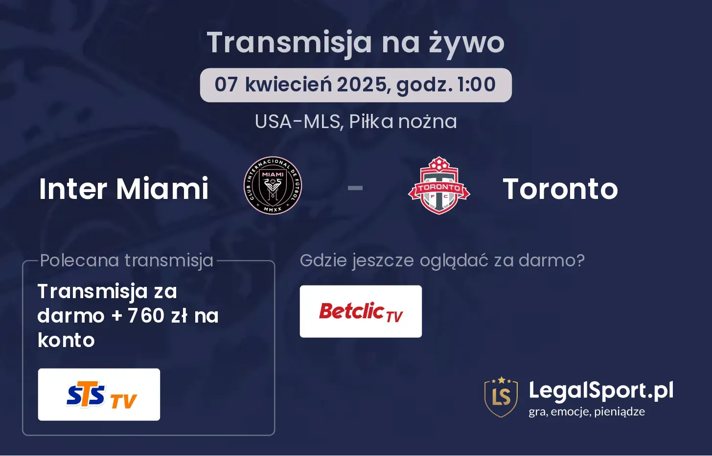 Inter Miami - Toronto gdzie oglądać transmisję?