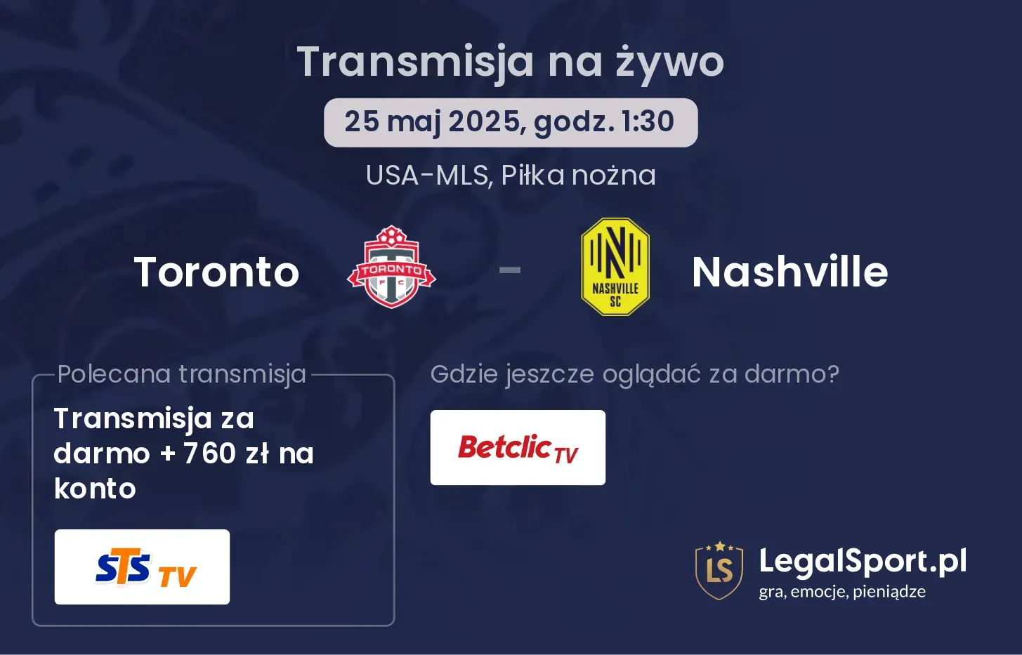 Toronto - Nashville transmisja na żywo