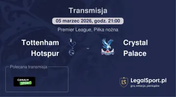 Tottenham Hotspur - Crystal Palace gdzie oglądać (05.03.2026)