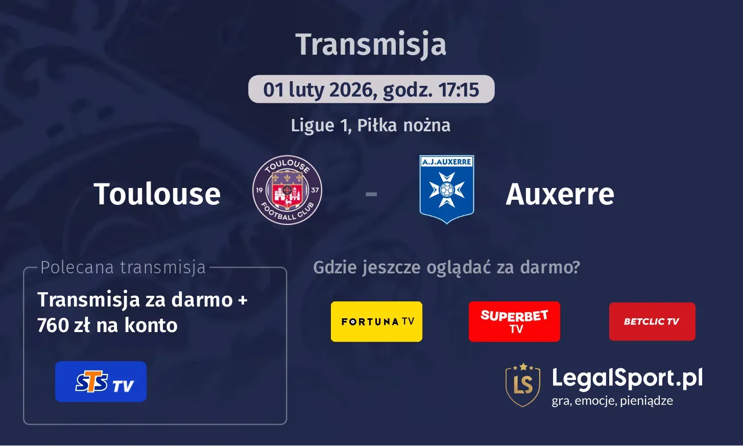 Toulouse - Auxerre Transmisje