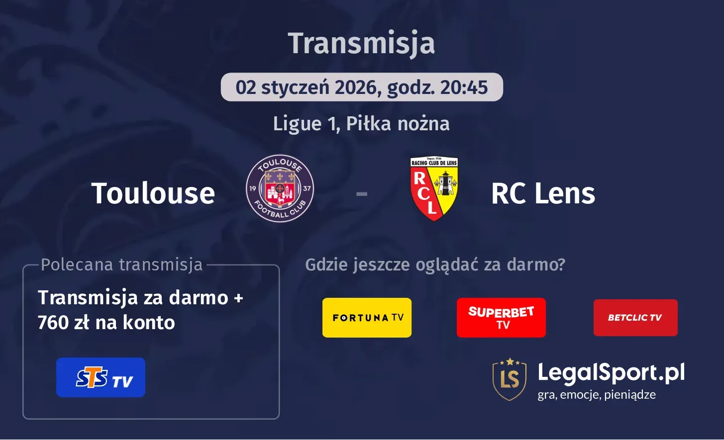Toulouse - RC Lens Transmisje