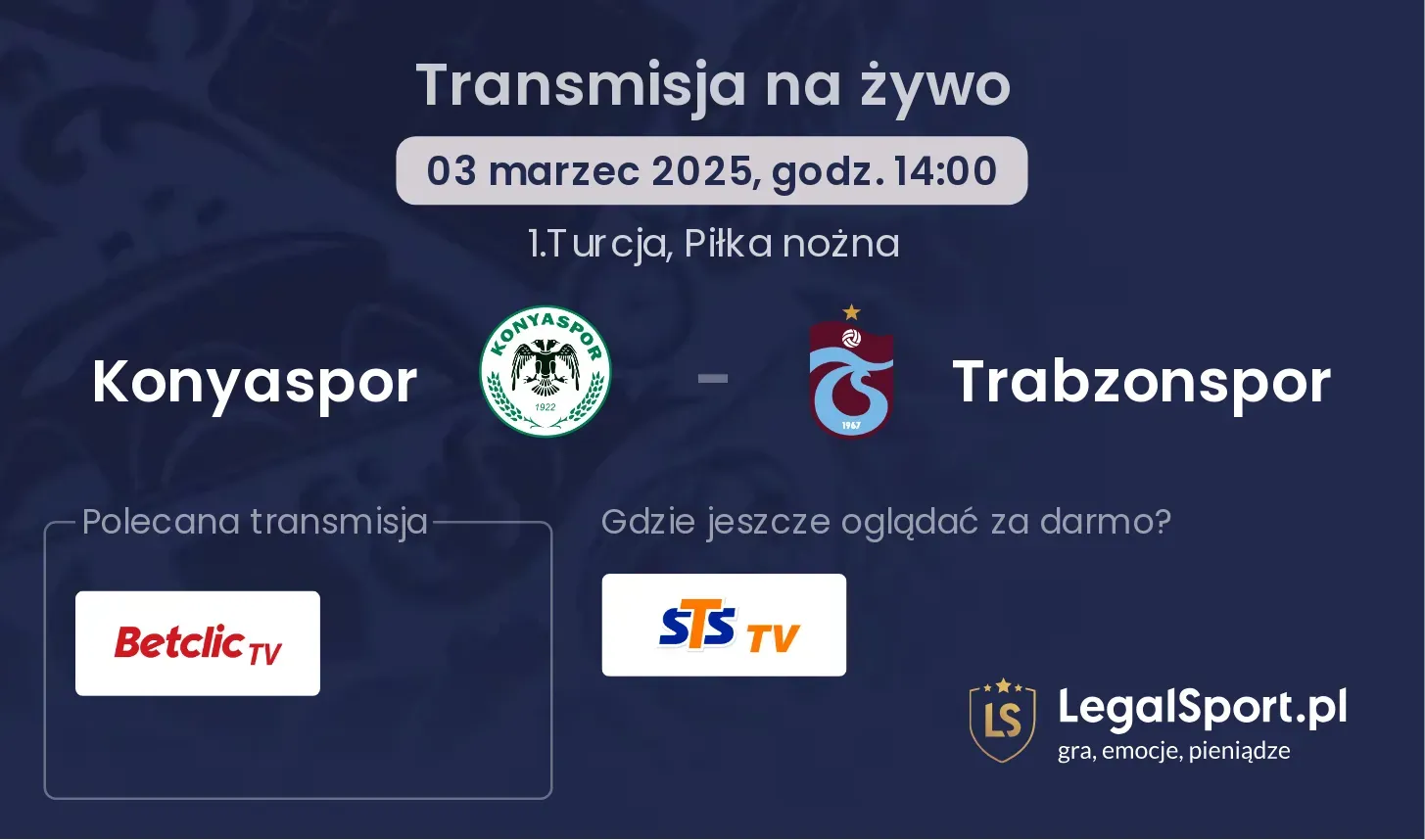 Konyaspor - Trabzonspor gdzie oglądać transmisję?